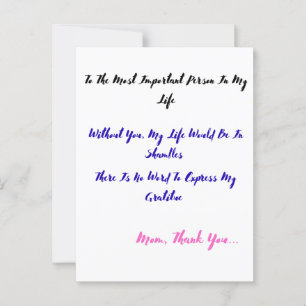 Carte Postale À la personne la plus importante de ma vie