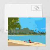 Carte Postale À la plage en Hawaï ! (Devant / Derrière)