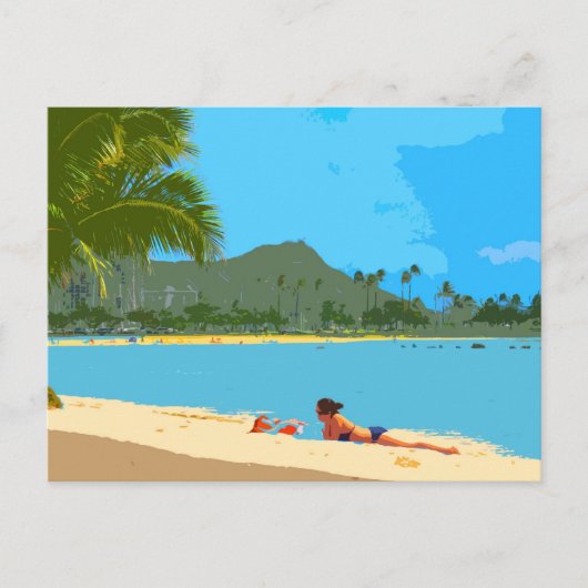 Carte Postale À la plage en Hawaï ! (Devant)