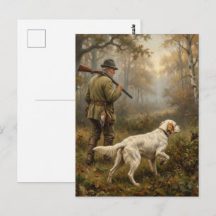 Carte Postale À la poursuite du bécasseau, chasse au Setter angl