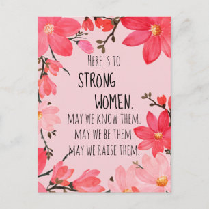 Carte Postale À la santé des femmes fortes Fleurs rouges et rose