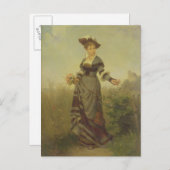 Carte Postale A Lady picking flowers in a landscape (panel) (Devant / Derrière)