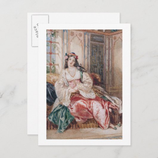 Carte Postale A Lady Seated in Ottoman Interior Wearing Turki (Devant / Derrière)