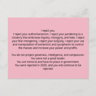 Carte postale à l'ancien président Trump