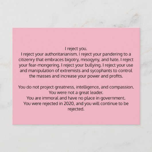 Carte postale à l'ancien président Trump (Devant)