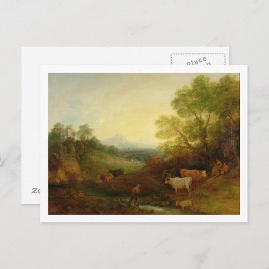 Carte Postale A Landscape with Cattle and Figures by a Stream (Devant / Derrière)