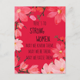 Carte Postale À l'honneur des femmes fortes Fleurs Rouge Cerise