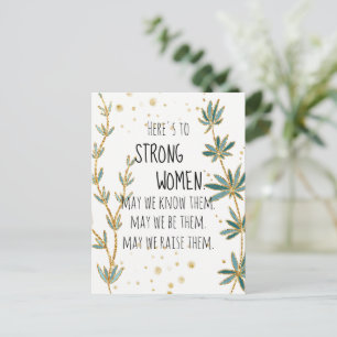 Carte Postale À l'honneur des femmes fortes Fleurs vertes Paille