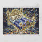 Carte Postale A Magical Bed Above City Fantasy Sleeping Couple (Devant)