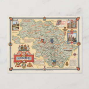 Carte Postale A Map of Yorkshire : Riding Ouest
