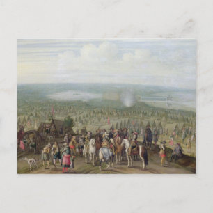 Carte Postale A Military Encampment with militia on Horses, Troo