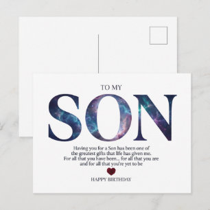 Carte Postale À mon fils Galaxie sentimentale Joyeux Anniversair