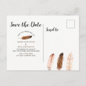 Carte postale à motif aquarelle de plume pour anno (Dos)