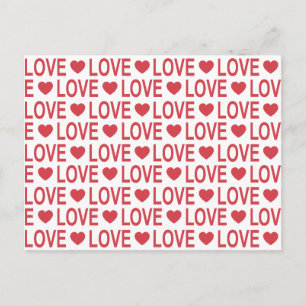 Carte postale à motif d'amour rouge