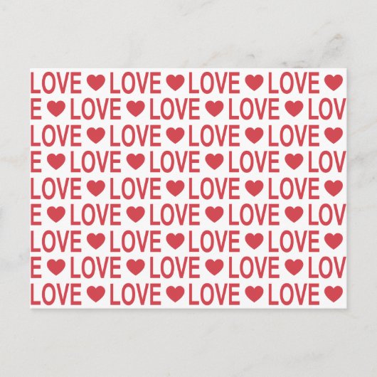 Carte postale à motif d'amour rouge (Devant)