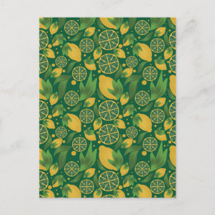 Carte postale à motif de citron vert aquarelle