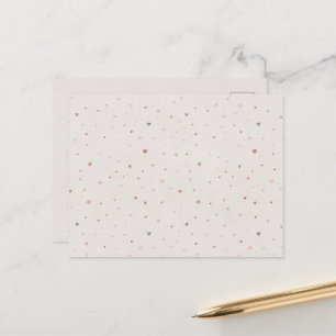 Carte postale à motif de cœurs roses tendres