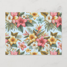 Carte postale à motif de fleurs d'Hibiscus tropica