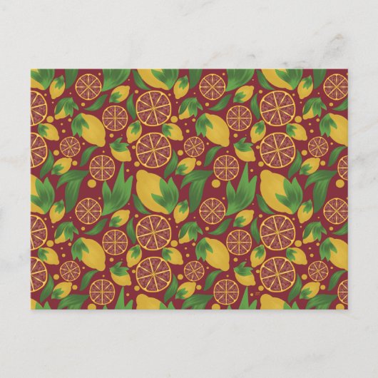 Carte postale à motif de fruit de citron rouge aqu (Devant)