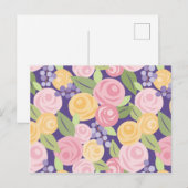 Carte postale à motif floral de roses (Devant / Derrière)