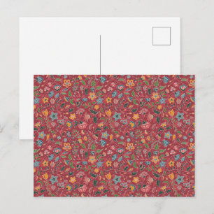 Carte postale à motifs écossais rouges