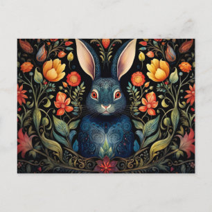 Carte Postale a mystical rabbit surrounded by flowerwers