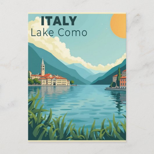 Carte Postale A Nostalgic Classic Travel Poster – Italy Lake Com (Devant)