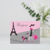 Carte Postale A Paris, femme et chien rose et noir (Debout devant)