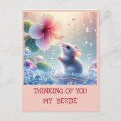 Carte Postale À penser à toi Fleur à Teint Rose Souris Mystique (Devant)