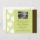 Carte postale à points verts marron blanc (personn (Devant / Derrière)