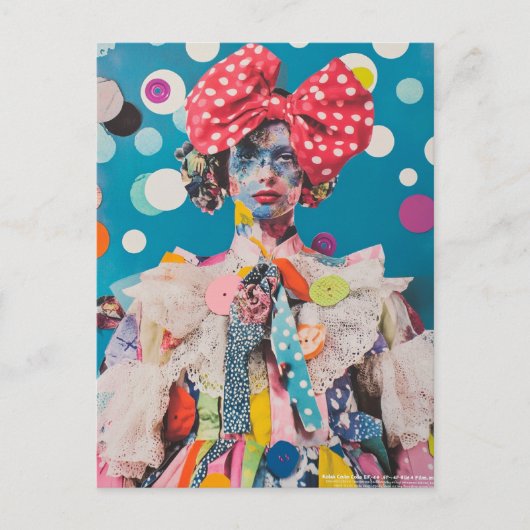 Carte Postale A Polka Dot Bow Fashion lady Collage (Devant)
