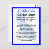 Carte Postale À propos de la Californie (Devant / Derrière)
