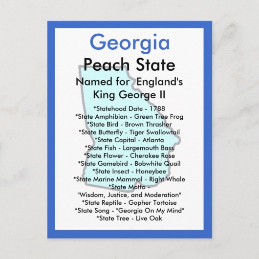 Carte Postale A propos de la Géorgie (Devant)