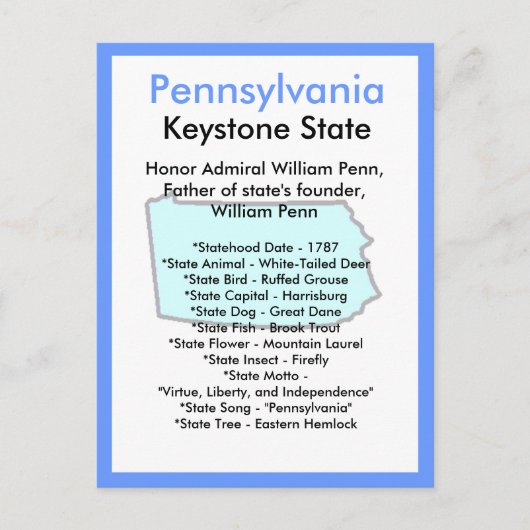 Carte Postale À propos de la Pennsylvanie (Devant)