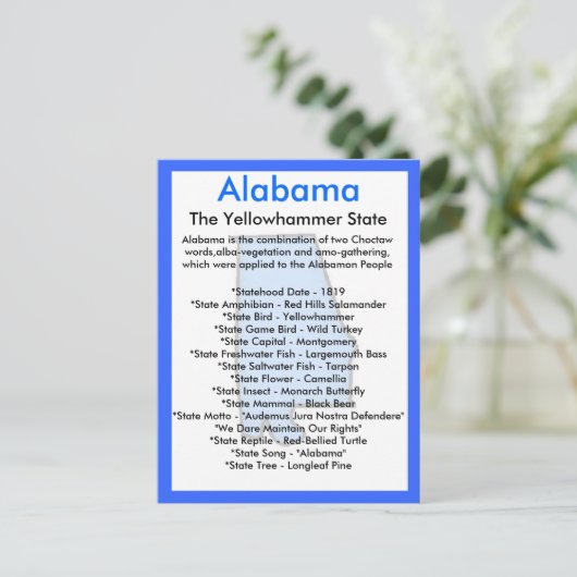 Carte Postale A propos de l'Alabama (Debout devant)