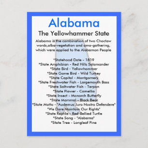 Carte Postale A propos de l'Alabama