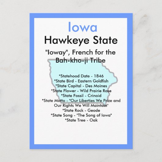 Carte Postale A propos de l'Iowa (Devant)