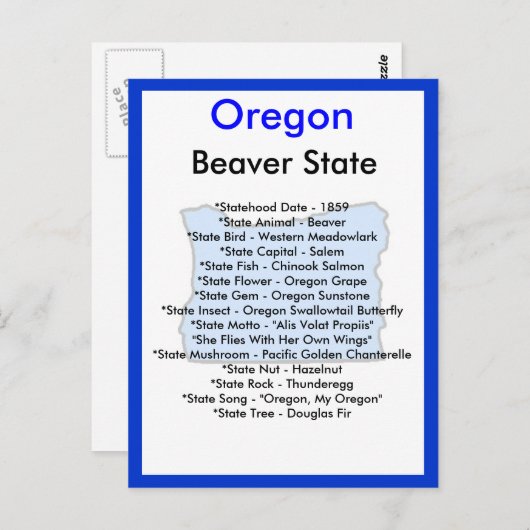 Carte Postale A propos de l'Oregon (Devant / Derrière)