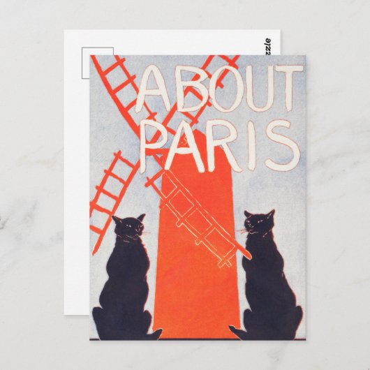 Carte Postale À propos de Paris -Edward Penfield- Ancien Chat Ar (Devant / Derrière)