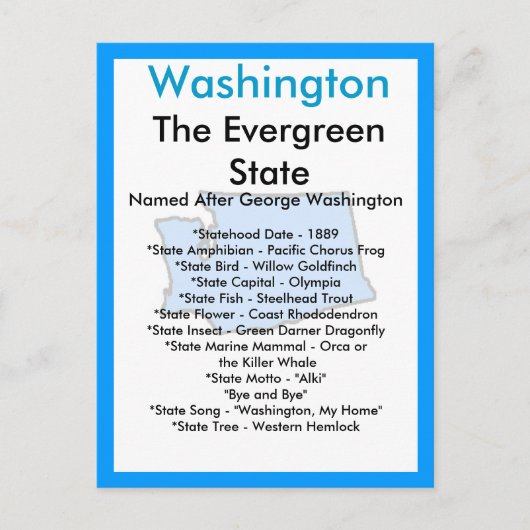 Carte Postale À propos de Washington (Devant)