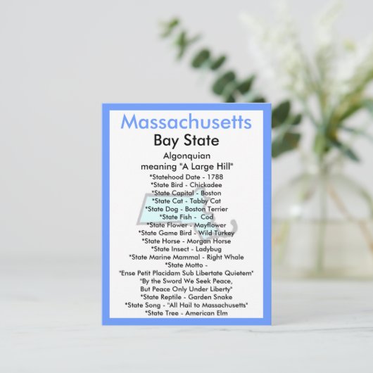 Carte Postale À propos du Massachusetts (Debout devant)