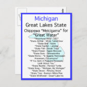Carte Postale À propos du Michigan (Devant / Derrière)