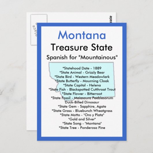 Carte Postale A propos du Montana (Devant / Derrière)