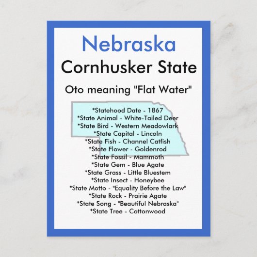 Carte Postale À propos du Nebraska (Devant)