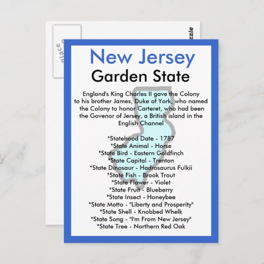 Carte Postale À propos du New Jersey (Devant / Derrière)