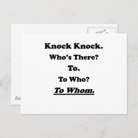 Carte Postale À Qui Frapper Frapper Plaisanterie (Devant / Derrière)