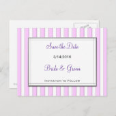 Carte postale à rayures roses pour annoncer une da (Devant / Derrière)