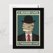 Carte Postale A Reader Lives a Thousand Lives Bibliophile Wisdom (Devant / Derrière)