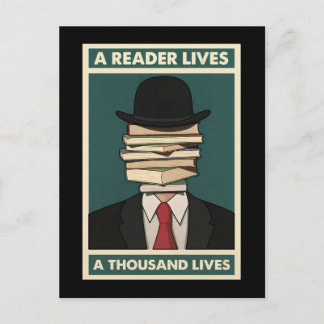 Carte Postale A Reader Lives a Thousand Lives Bibliophile Wisdom