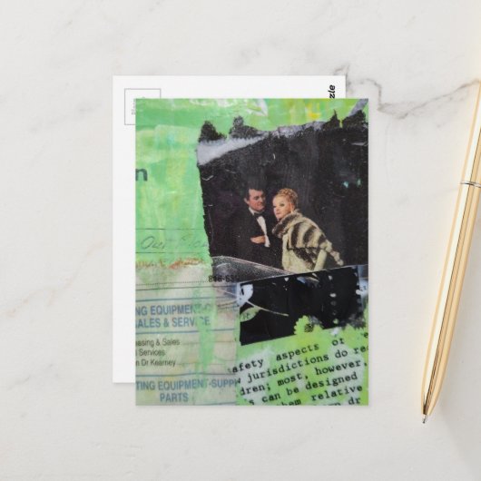 Carte Postale A Retro Couple Mixed Media Collage (Devant/Arrière en situation)